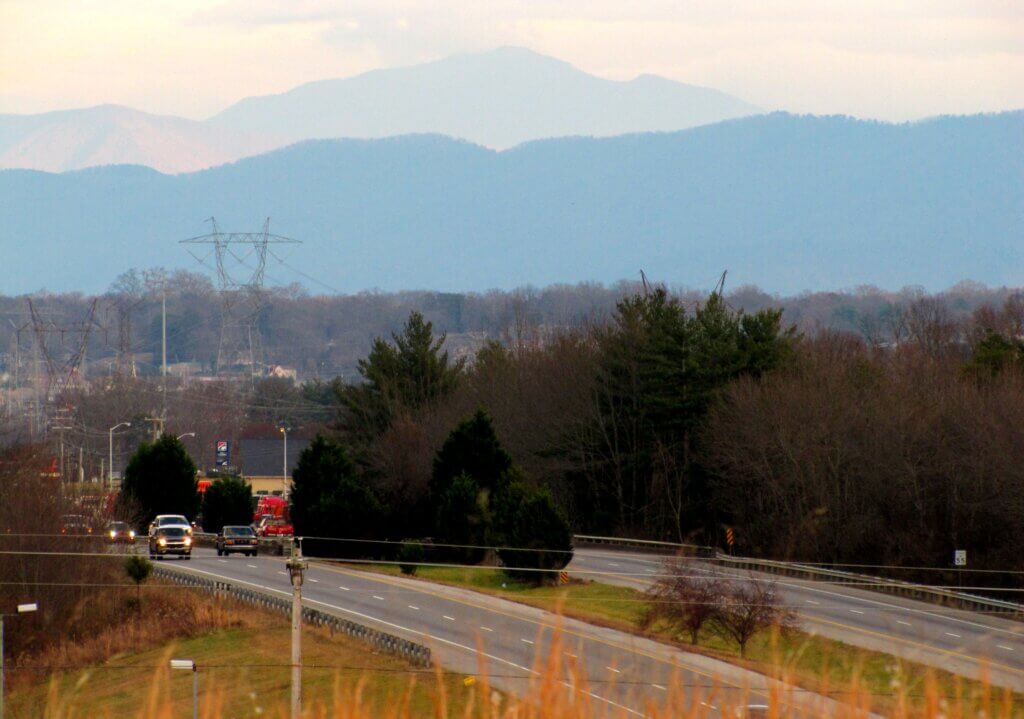 Maryville highway with Great Smoky Mountains in background