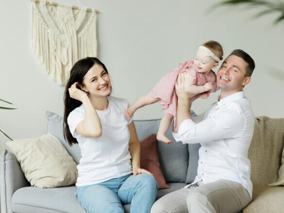 Family spending time together in their home
